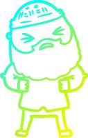 cold gradient line drawing cartoon man with beard vector