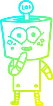 cold gradient line drawing happy cartoon robot giggling vector