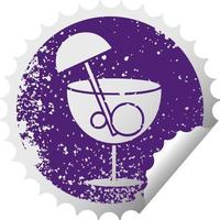 distressed circular peeling sticker symbol fancy cocktail vector