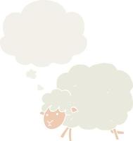 cartoon sheep and thought bubble in retro style vector