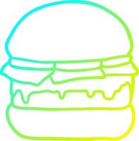 hamburguesa apilada con dibujo de línea de gradiente frío vector