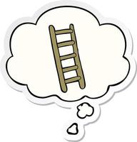 cartoon ladder and thought bubble as a printed sticker vector