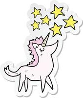 sticker of a cartoon unicorn vector