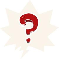 cartoon question mark and speech bubble in retro style vector