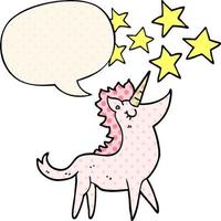 cartoon unicorn and speech bubble in comic book style vector