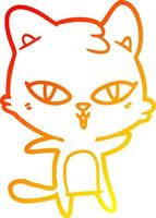 warm gradient line drawing cartoon cat vector