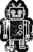 dancing robot distressed icon vector