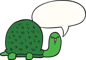 cute cartoon turtle and speech bubble vector