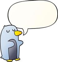 cartoon penguin and speech bubble in smooth gradient style vector