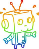 rainbow gradient line drawing cute surprised robot vector
