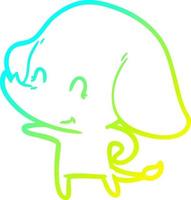 cold gradient line drawing cute cartoon elephant vector
