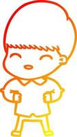 warm gradient line drawing happy cartoon boy vector