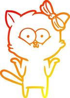 warm gradient line drawing cartoon cat vector