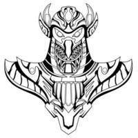 Horus Pharaoh God Face and head Egyptian Eagle tattoo style artwork collection. Ancient Egyptian god Horus in the guise of a man with a falcon head vector