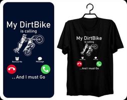 mi moto de tierra está llamando y debo irme. ilustración de vector de diseño de camiseta de moto de cross, formato de archivo eps