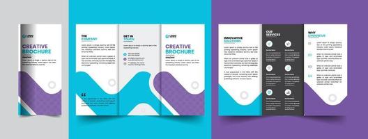 Modern corporate trifold company brochure template design with creative shapes vector