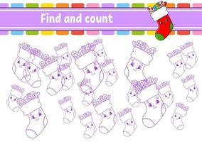 Find and count. Education developing worksheet. Activity page. Puzzle game for children. Logical thinking training. Isolated vector illustration. cartoon character.