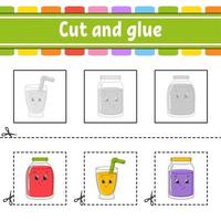 Cut and glue. Game for kids. Education developing worksheet. Color activity page. cartoon character. vector