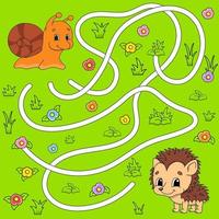 Funny maze for kids. Puzzle for children. cartoon character. Labyrinth conundrum. Color vector illustration. Find the right path.