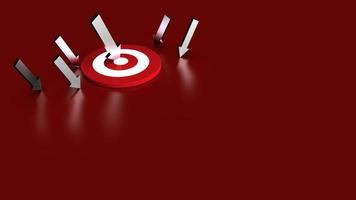 Silver  arrow hit in the target in red background. Business concept. 3D Illustration. photo