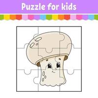 Puzzle game for kids. Jigsaw pieces. Color worksheet. Activity page. Isolated vector illustration. cartoon style.