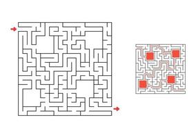 Square maze with answer. Game for kids. Puzzle for children. Labyrinth conundrum. Find the right path. vector