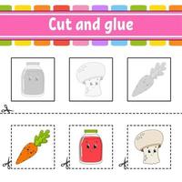 Cut and glue. Game for kids. Education developing worksheet. Color activity page. cartoon character. vector