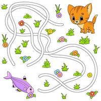 Funny maze for kids. Puzzle for children. cartoon character. Labyrinth conundrum. Color vector illustration. Find the right path.