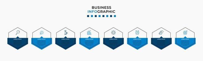 plantilla de negocio de diseño infográfico vectorial con iconos y 8 opciones o pasos. se puede utilizar para diagramas de proceso, presentaciones, diseño de flujo de trabajo, pancarta, diagrama de flujo, gráfico de información vector