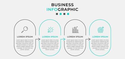 plantilla de negocio de diseño infográfico vectorial con iconos y 4 opciones o pasos. se puede utilizar para diagramas de proceso, presentaciones, diseño de flujo de trabajo, pancarta, diagrama de flujo, gráfico de información