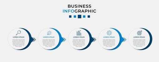 plantilla de negocio de diseño infográfico vectorial con iconos y 5 opciones o pasos. se puede utilizar para diagramas de procesos, presentaciones, diseño de flujo de trabajo, pancartas, diagramas de flujo, gráficos de información vector