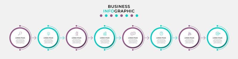 Vector Infographic design business template with icons and 8 options or steps. Can be used for process diagram, presentations, workflow layout, banner, flow chart, info graph