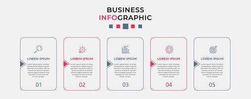 Vector Infographic design business template with icons and 5 options or steps.  Can be used for process diagram, presentations, workflow layout, banner, flow chart, info graph