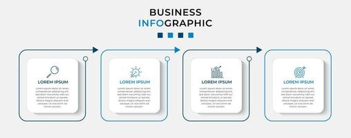 plantilla de negocio de diseño infográfico vectorial con iconos y 4 opciones o pasos. se puede utilizar para diagramas de proceso, presentaciones, diseño de flujo de trabajo, pancarta, diagrama de flujo, gráfico de información vector