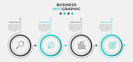 plantilla de negocio de diseño infográfico vectorial con iconos y 4 opciones o pasos. se puede utilizar para diagramas de proceso, presentaciones, diseño de flujo de trabajo, pancarta, diagrama de flujo, gráfico de información vector