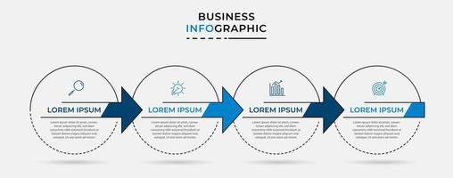 plantilla de negocio de diseño infográfico vectorial con iconos y 4 opciones o pasos. se puede utilizar para diagramas de proceso, presentaciones, diseño de flujo de trabajo, pancarta, diagrama de flujo, gráfico de información vector