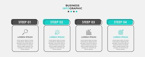 Vector Infographic design business template with icons and 4 options or steps. Can be used for process diagram, presentations, workflow layout, banner, flow chart, info graph