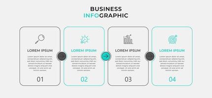 plantilla de negocio de diseño infográfico vectorial con iconos y 4 opciones o pasos. se puede utilizar para diagramas de proceso, presentaciones, diseño de flujo de trabajo, pancarta, diagrama de flujo, gráfico de información vector