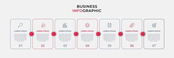 Business Infographic design template Vector with icons and 7 options or steps. Can be used for process diagram, presentations, workflow layout, banner, flow chart, info graph