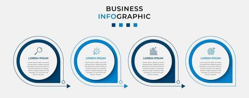 plantilla de negocio de diseño infográfico vectorial con iconos y 4 opciones o pasos. se puede utilizar para diagramas de proceso, presentaciones, diseño de flujo de trabajo, pancarta, diagrama de flujo, gráfico de información vector