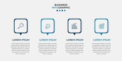 plantilla de negocio de diseño infográfico vectorial con iconos y 4 opciones o pasos. se puede utilizar para diagramas de proceso, presentaciones, diseño de flujo de trabajo, pancarta, diagrama de flujo, gráfico de información vector