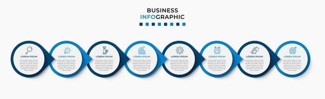 plantilla de negocio de diseño infográfico vectorial con iconos y 8 opciones o pasos. se puede utilizar para diagramas de proceso, presentaciones, diseño de flujo de trabajo, pancarta, diagrama de flujo, gráfico de información vector