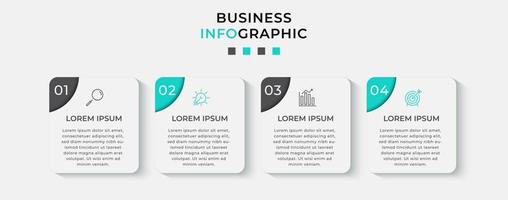 plantilla de negocio de diseño infográfico vectorial con iconos y 4 opciones o pasos. se puede utilizar para diagramas de proceso, presentaciones, diseño de flujo de trabajo, pancarta, diagrama de flujo, gráfico de información vector