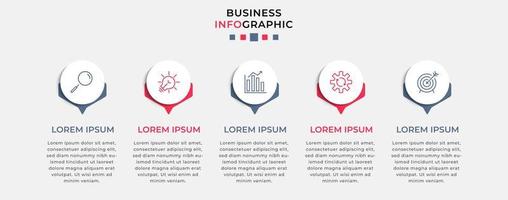 Vector Infographic design business template with icons and 5 options or steps.  Can be used for process diagram, presentations, workflow layout, banner, flow chart, info graph