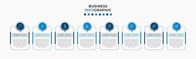 plantilla de negocio de diseño infográfico vectorial con iconos y 8 opciones o pasos. se puede utilizar para diagramas de proceso, presentaciones, diseño de flujo de trabajo, pancarta, diagrama de flujo, gráfico de información vector