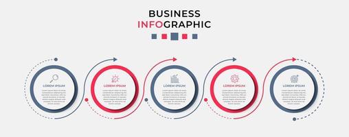 Vector Infographic design business template with icons and 5 options or steps.  Can be used for process diagram, presentations, workflow layout, banner, flow chart, info graph