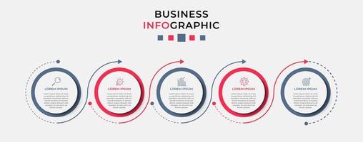 plantilla de negocio de diseño infográfico vectorial con iconos y 5 opciones o pasos. se puede utilizar para diagramas de proceso, presentaciones, diseño de flujo de trabajo, pancarta, diagrama de flujo, gráfico de información vector