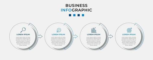 plantilla de negocio de diseño infográfico vectorial con iconos y 4 opciones o pasos. se puede utilizar para diagramas de proceso, presentaciones, diseño de flujo de trabajo, pancarta, diagrama de flujo, gráfico de información vector