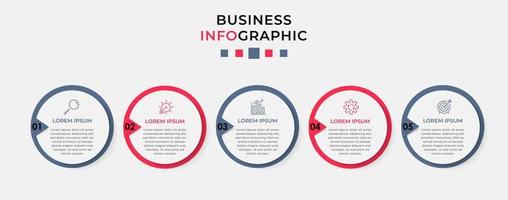 plantilla de negocio de diseño infográfico vectorial con iconos y 5 opciones o pasos. se puede utilizar para diagramas de proceso, presentaciones, diseño de flujo de trabajo, pancarta, diagrama de flujo, gráfico de información vector