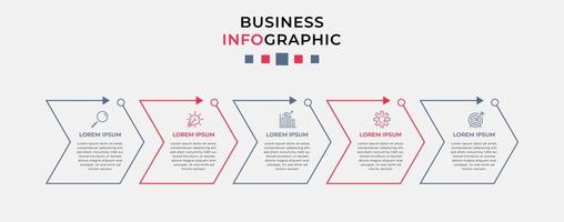 Vector Infographic design business template with icons and 5 options or steps.  Can be used for process diagram, presentations, workflow layout, banner, flow chart, info graph